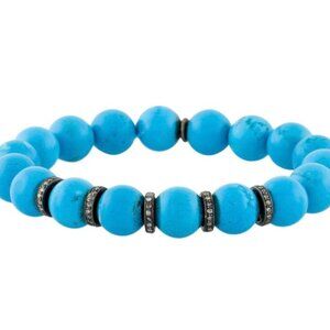 SHERYL LOWE DYED MAGNESITE & DIAMOND BEAD BRACELET